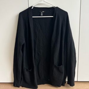 Aqua Cashmere Black Cardigan Size L